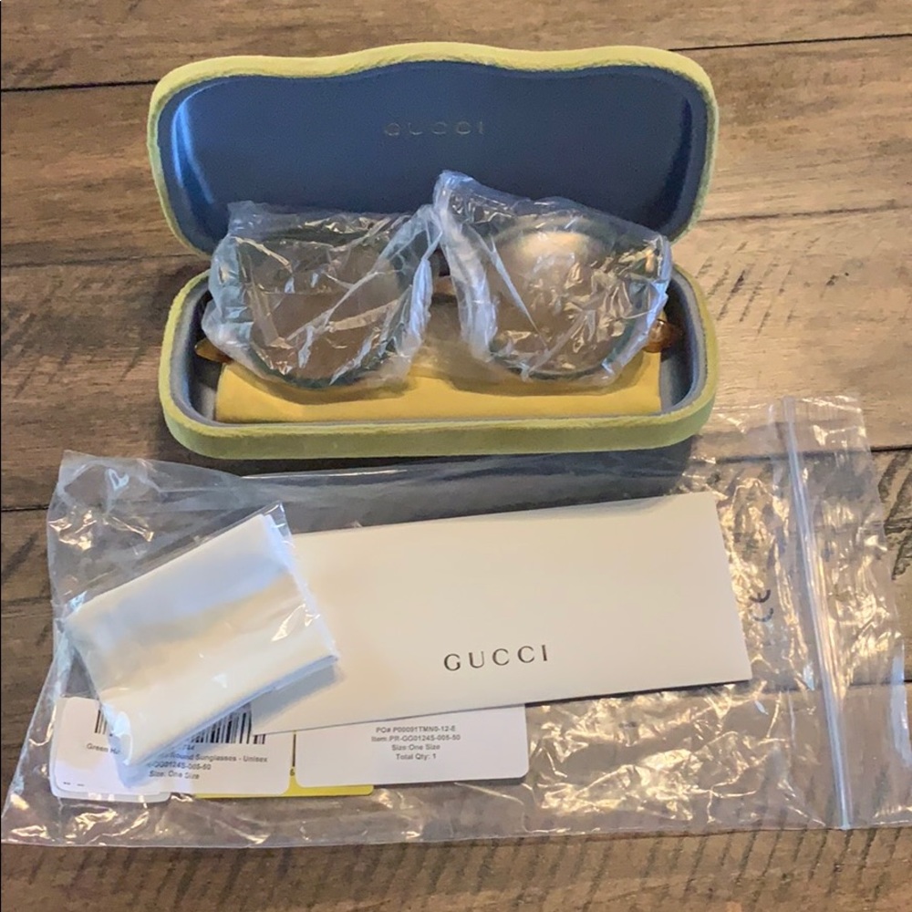 Gucci Havana Brown and Green Sunglasses